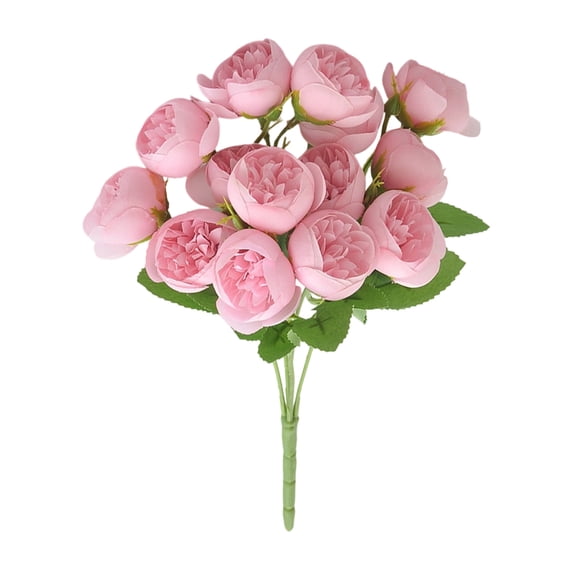 Artifical Spring Roses Artificial Rose Bouquet Tabletop Decor, 15-Head Tea Flower Dewdrop ...