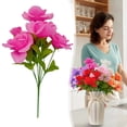 thumbnail image 1 of Artificial Rose Bouquet Verdsylv 35Cm Artificial Rose Bouquet - 7 Heads Faux Silk Roses&nbsp;For Wedding, Cemetery, & Year-Round Home Decor, Silk Roses, Hot Pink, 1 of 9