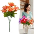 thumbnail image 1 of Artificial Rose Bouquet Verdsylv 35Cm Artificial Rose Bouquet - 7 Heads Faux Silk Roses&nbsp;For Wedding, Cemetery, & Year-Round Home Decor, Silk Roses, Orange, 1 of 9