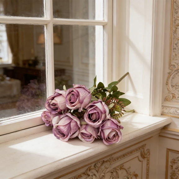 Artificial Rose Bouquet Wedding Decoration – High-End Faux Flower Arrangement, Hand-Tied Silk-Like Roses,Greenery, Home Decor & Photography Prop