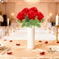 thumbnail image 1 of Artificial Rose Bouquet, unreal Silk Rose, Wedding Home Decoration Flowers, White Red Purple Centerpiece(Red), 1 of 6