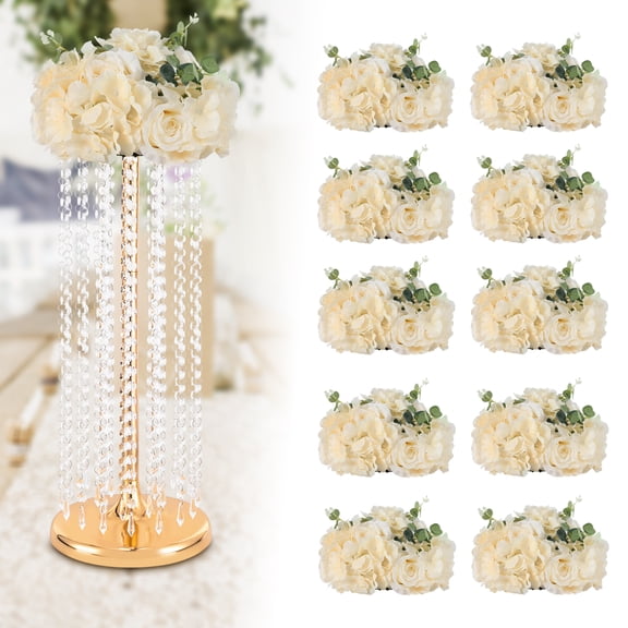 Artificial Rose Bouquets 10-Pack 40cm Champagne Fabric Plastic Base Adjustable Shape Home