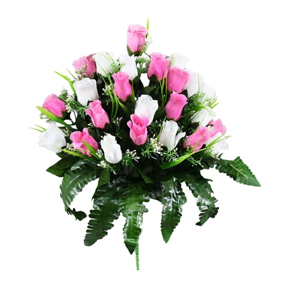 Artificial Rose Bouquets for Cemetery,Memorial Parting Flowers with Stakes for Grave Decor,Lasting Tribute for Loved Ones and Parting Ceremonies,G