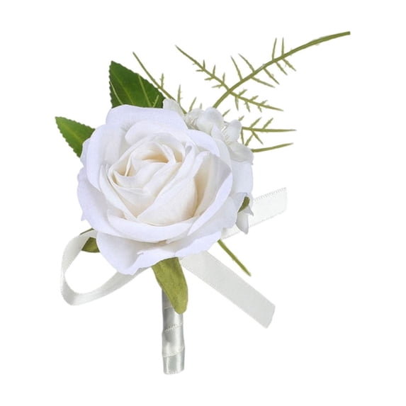 Artificial Rose Boutonniere Accessory, Dienrx Prom Rose Boutonniere, Real Touch Flowers For Party Ball Dancing Wedding And Banquet Occasions
