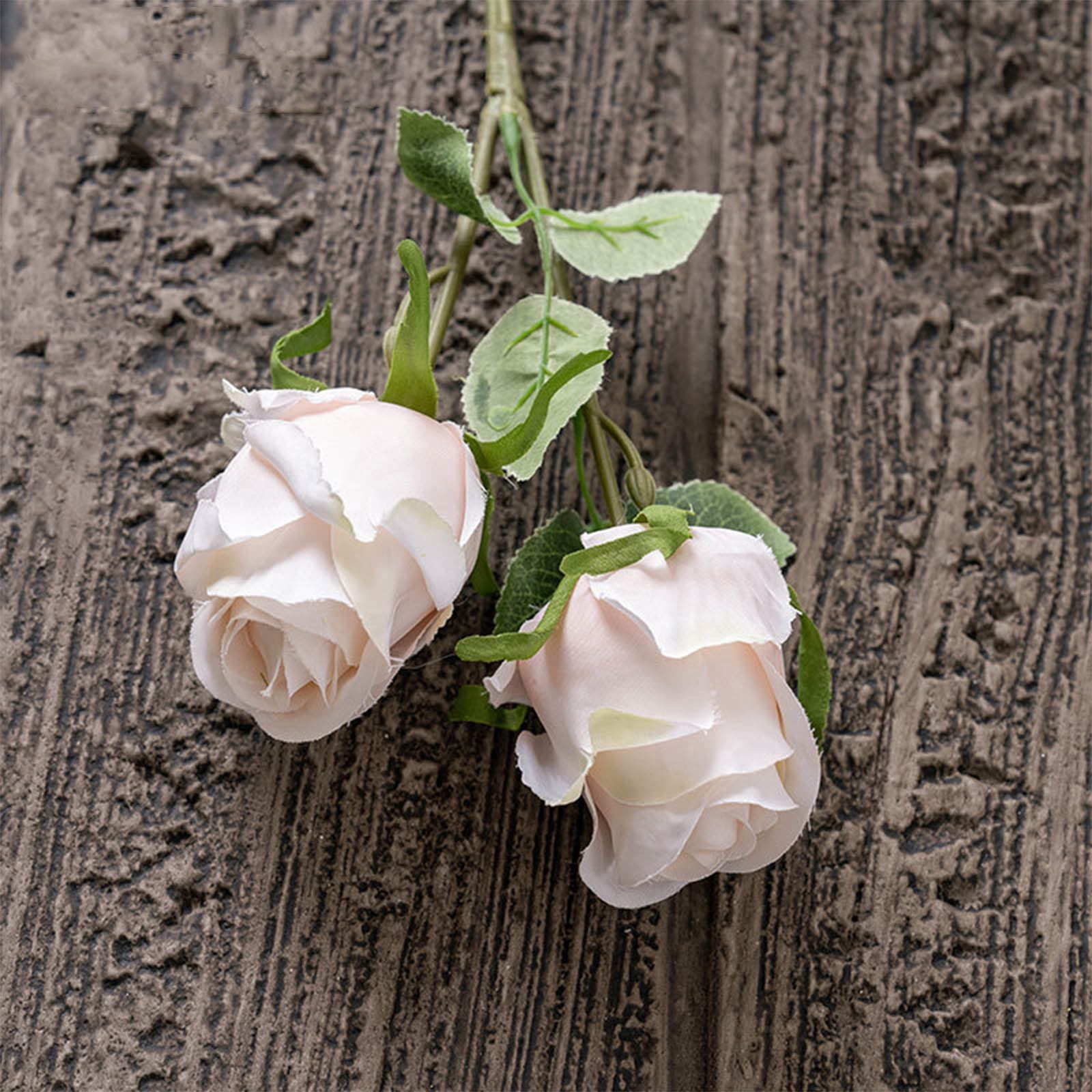 Natural Roses Faux Artificial Rose Branch | Two-Ended Silk Flower Bouquet | Realistic Faux ...