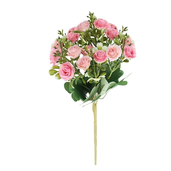Artificial Rose Bud Bouquet in Bunch - Small Realistic Flower Arrangement for Home Desk, Shelf, Bathroom, And Party Decorations, No Water Needed Ciozy