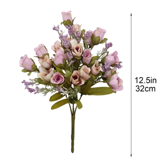 Artificial Rose Buds Artificial Flowers 5 Head Rose Bud Bouquet Light Faux Floral Arrangement for Home Wedding Party Office Shop Garden Decor 12.6in Length Rose Bud Bouquet