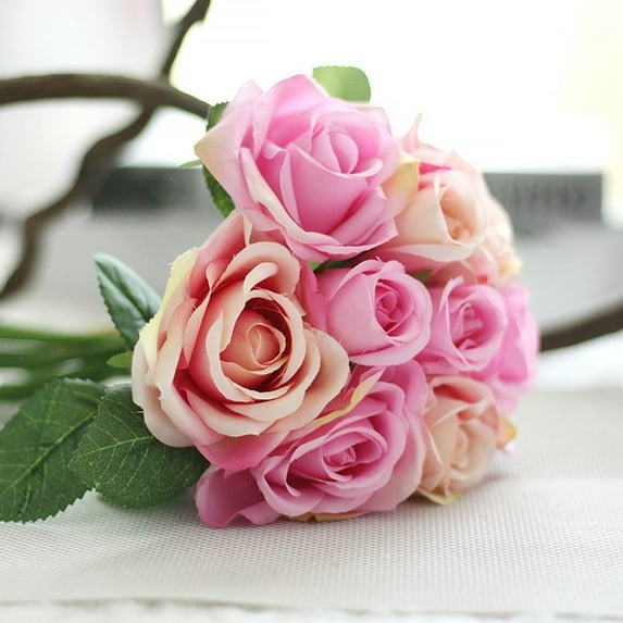 Artificial Rose Bunch Silk Artificial Flowers Real Touch for Wedding Home Decor