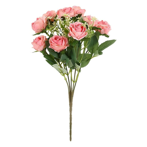 Artificial Rose Bush, 5 Heads Roses Artificial Flowers with Stems, Artificial Silk Rose Flower Bouquet Lifelike Fake Rose for Wedding Home Party Decoration Event Gift, 1pcs