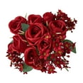 thumbnail image 1 of Artificial Rose Bush, Artificial Rose Flower Pick, Fake Roses Artificial Flowers with Long Stems Realistic Faux Silk Rose Bouquets for Wedding Floral Arrangements Party Valentines Day, 1 of 4