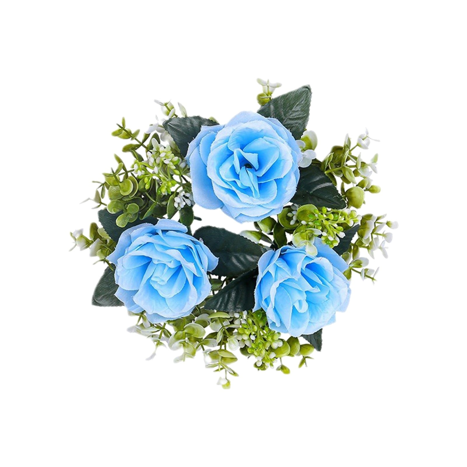 Artificial Rose Candle Flower Ring Wreath Silk Cloth Material