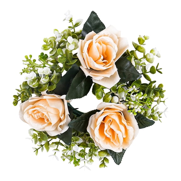 Artificial Rose Candle Ring Wreaths, Floral Candle Rings for Pillar Candles, Wedding Table Centerpiece, Valentine's Day, Candleholder Adornment, Spring Home Decor