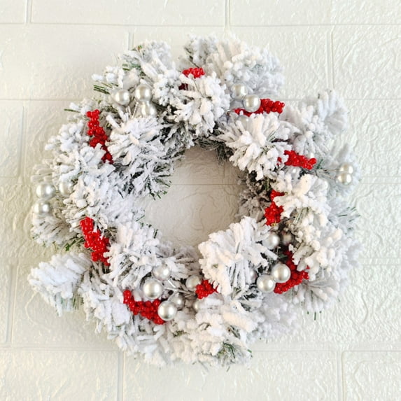 Artificial Rose Candle Rings Flocking Wreaths 11*11 in Red Berry Greenery Garland for Pillar Candle Lantern Wedding Centerpiece Party Home Table Decor