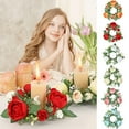 thumbnail image 1 of Artificial Rose Candle Rings Wedding Flower Decoration Garland Candle Rings Wreaths For Candlestick DIY Floral Arrangement Table Centerpieces Valentine's Day Christmas Garland Decoration, 1 of 7