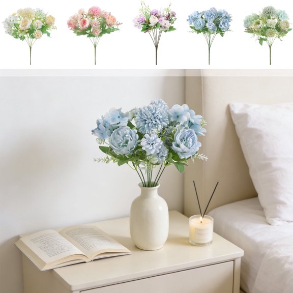 Artificial Rose Decor Bouquet Aesthetic Floral Arrangement Set • Faux Roses Plastic Bouquet • Wedding Centerpieces Living Room Holiday Everyday Home Décor