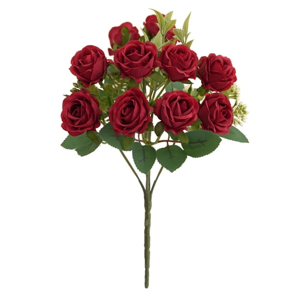 Artificial Rose Flower 10 Heads Realistic Looking Non-Fading Curled Petals Easy Maintenance No Odor Wedding Centerpiece Fake Rose Flower Plant Party Supplies