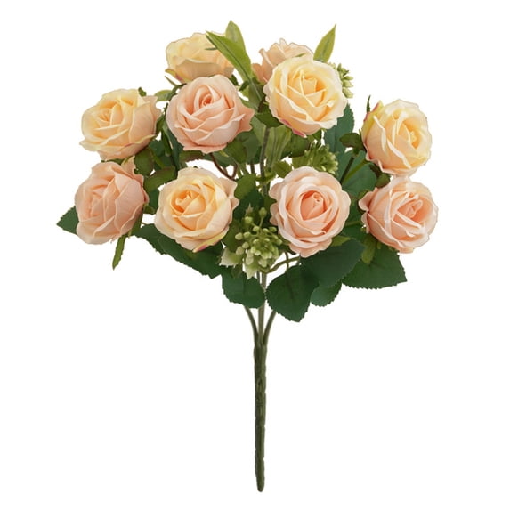Artificial Rose Flower 10 Heads Realistic Looking Non-Fading Curled Petals Easy Maintenance No Odor Wedding Centerpiece Fake Rose Flower Plant Party Supplies