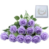 Artificial Rose Flower Artificial Flowers Flower with Long Stem Silk Roses Bouquet for Wedding Bridal Shower Party Home Decoration (Lavender, 12 Pcs)