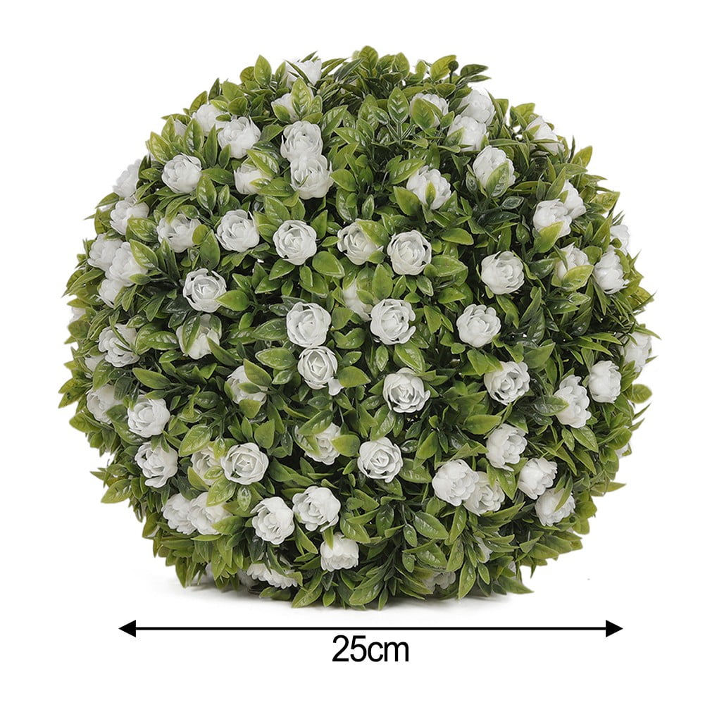 Artificial Rose Flower Balls Topiary Hanging Garden Basket Plant UV