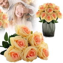 Artificial Rose Flower Bouquet, 9 Velvet Roses in Terracotta Color, Rustic Faux Flower Arrangement for DIY, Home, Garden, Wedding, or Table Centerpiece