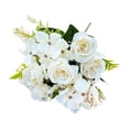 thumbnail image 1 of Artificial Rose Flower Bouquet, Oimcto Small Bunch of Faux Flowers for Wedding Decoration, Home Decor and Flower Props, No Watering, Long-Lasting, White, 1 of 5