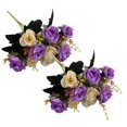 thumbnail image 1 of Artificial Rose Flower Bunches, 12-Head Fabric Flowers with Bendable Wire Stems for Vase Centerpieces, 1 of 2
