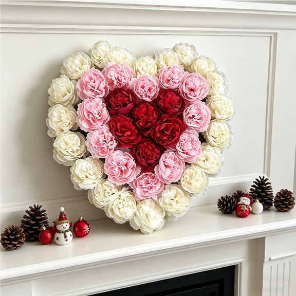 Artificial Rose Flower Decor, 15.74 x 15.74 x 0.39 in Plastic Pink Surprise Gift Ornament - Realistic Faux Rose for Proposal Anniversary Birthday Party Home Decoration