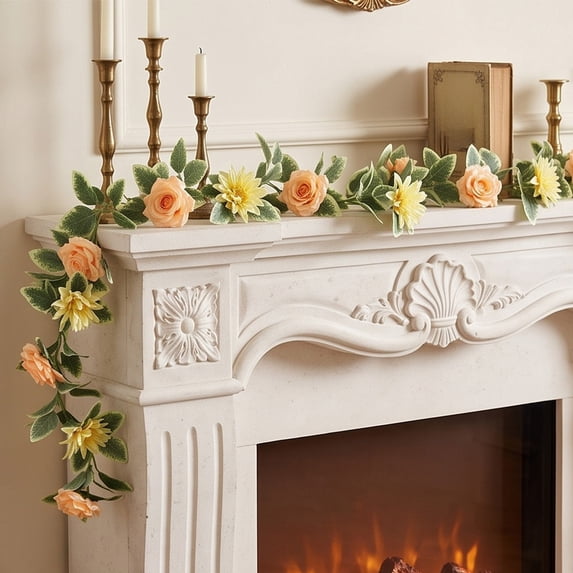 Artificial Rose Flower Garland, 175cm Faux Floral Hanging Vine With ...