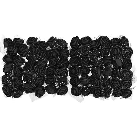 Uxcell Artificial Rose Flower Heads Black Mini Faux Flowers 0.8"-1" 72Pcs