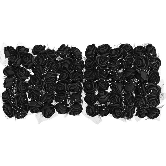 Uxcell Artificial Rose Flower Heads Black Mini Faux Flowers 0.8"-1" 72Pcs