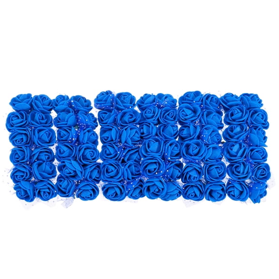 Uxcell Artificial Rose Flower Heads Bright Blue Mini Flowers 0.8"-1" 72Pcs