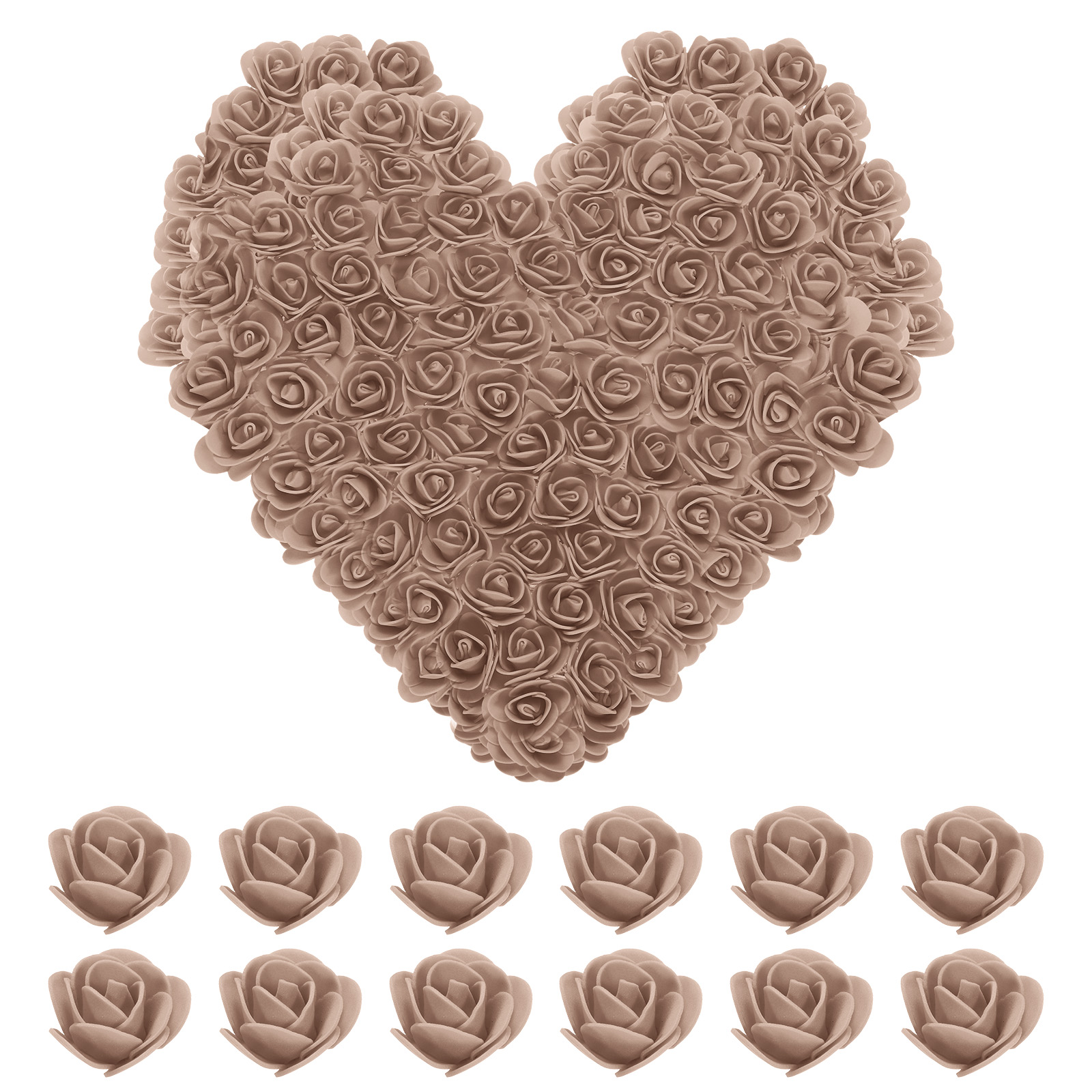 Artificial Rose Flower Heads, Brown PE Mini Faux Flowers for DIY Craft ...