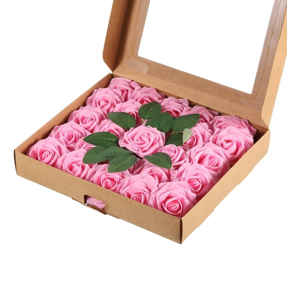 Artificial Rose Flower Heads, Dark Pink Mini Faux Flowers 3.15 Inch 50Pcs