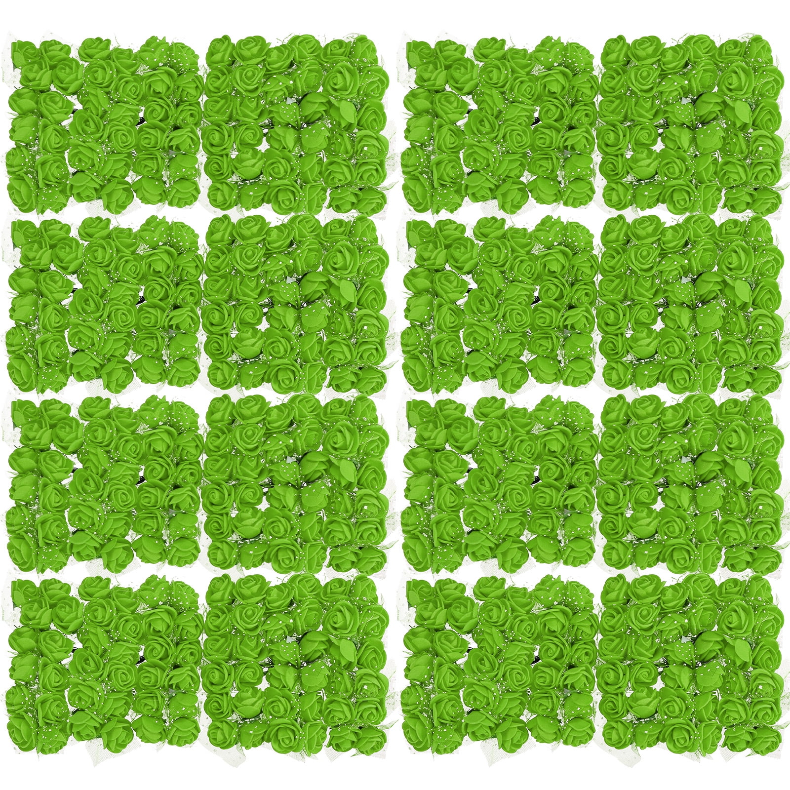 Uxcell Artificial Rose Flower Heads Green Mini Faux Flowers 0.8"-1" 288Pcs