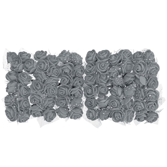 Uxcell Artificial Rose Flower Heads Grey Mini Faux Flowers 0.8"-1" 72Pcs