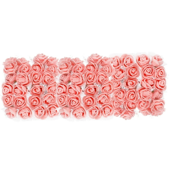 Uxcell Artificial Rose Flower Heads Nude Pink Mini Faux Flower 0.8"-1" 72Pcs