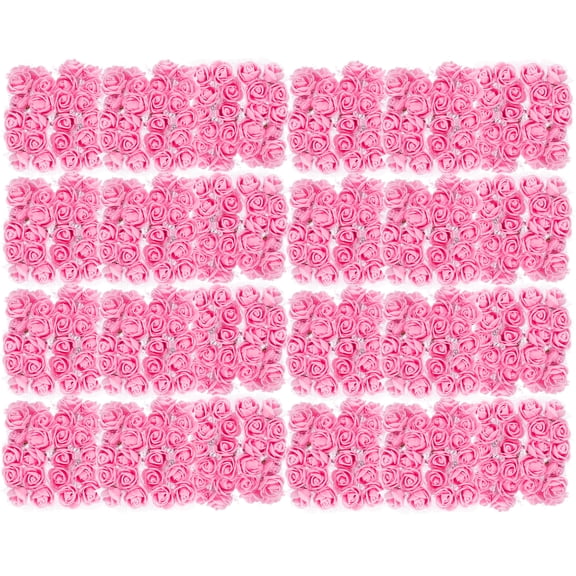 Uxcell Artificial Rose Flower Heads Pink Mini Faux Flowers 0.8"-1" 288Pcs