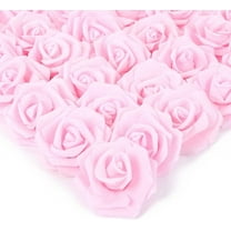 Artificial Rose Flower Heads, Real Looking Light Pink Foam Fake Roses for DIY Wedding Baby Shower Centerpieces Arrangements Party Tables Home Decorations (Light Pink, Stemless)