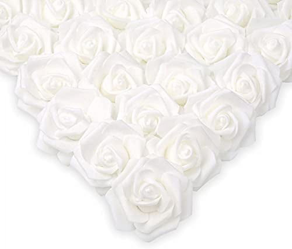 Artificial Rose Flower Heads Real Looking White Foam Fake Roses for DIY ...