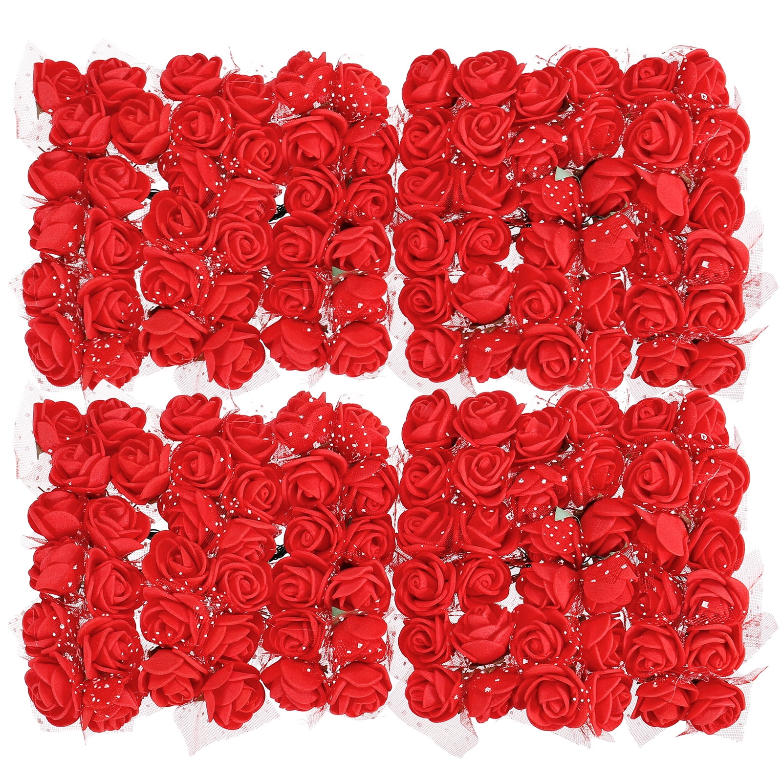 Artificial Rose Flower Heads, Red Mini Faux Flowers 0.8 Inch1 Inch