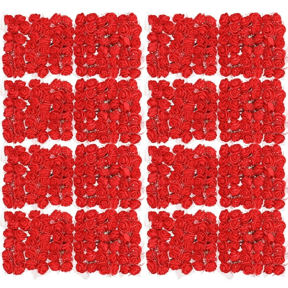 Uxcell Artificial Rose Flower Heads Red Mini Faux Flowers 0.8"-1" 288Pcs
