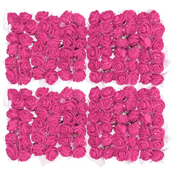 Uxcell Artificial Rose Flower Heads Rose Red Mini Faux Flowers 0.8"-1" 144Pcs