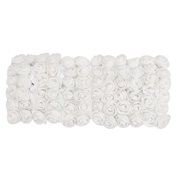 Uxcell Artificial Rose Flower Heads White Mini Faux Flowers 0.8"-1" 72Pcs