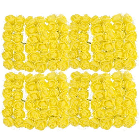 Uxcell Artificial Rose Flower Heads Yellow Mini Faux Flowers 0.8"-1" 144Pcs