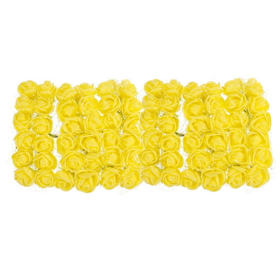 Uxcell Artificial Rose Flower Heads Yellow Mini Faux Flowers 0.8"-1" 72Pcs