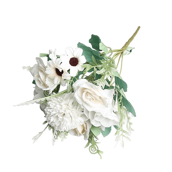 Artificial Rose Flower Silk Simulation Bouquet White Wedding Centerpiece Home Table Decor Everlasting Floral Arrangement