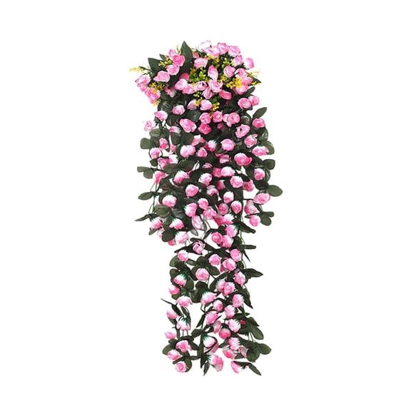 Artificial Rose Flower Vines Hanging| 37-Inch Long Wall-Mounted Plastic Wrap | Living Room Window Front Door Column Home Carden Patio Decor, Faux Rose Floral Arrangement, 1Pc(Pink1,37x10")