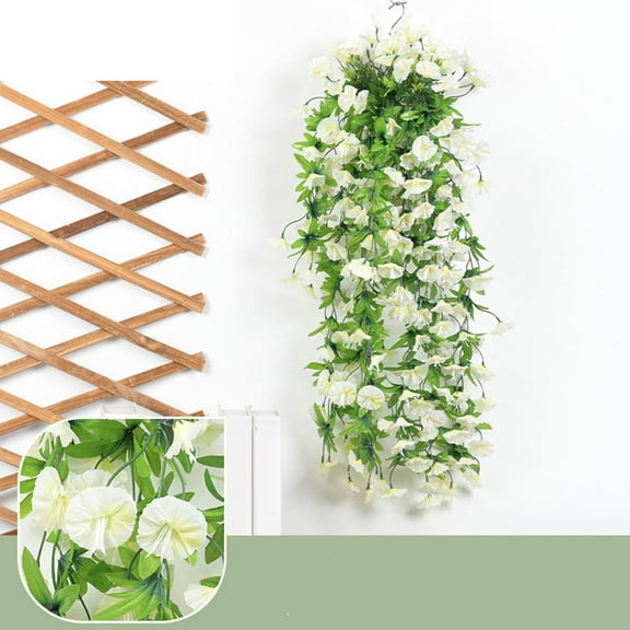 Artificial Rose Flower Vines Hanging Basket | 85cm Wall Mounted Decor | Plastic Conditioning Duct Blocking Plants | Living Room Ceiling Decoration | 12 Flowers | Lightweight 160g | Easy Installation