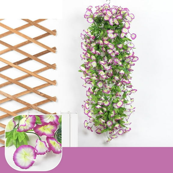 Artificial Rose Flower Vines Hanging Basket | 85cm Wall Mounted Decor | Plastic Conditioning Duct Blocking Plants | Living Room Ceiling Decoration | 12 Flowers | Lightweight 160g | Easy Installation