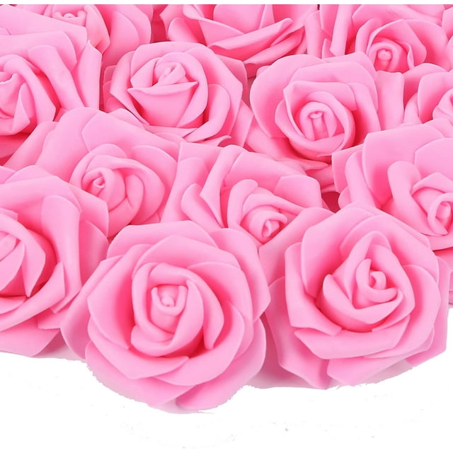 Artificial Rose Flowers,100pcs Foam Rose Bulk Pink Fake Flower Heads